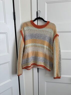 Urban Outfitters Marcia Multicolor Fuzzy Striped Eyelash Sweater